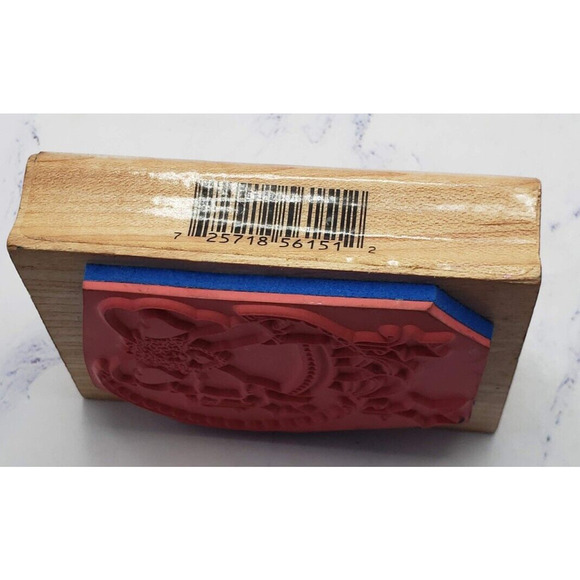 Inkadinkado Alma Lynne Angel Heart on Moon Wood Mounted Rubber Stamp - Picture 5 of 7